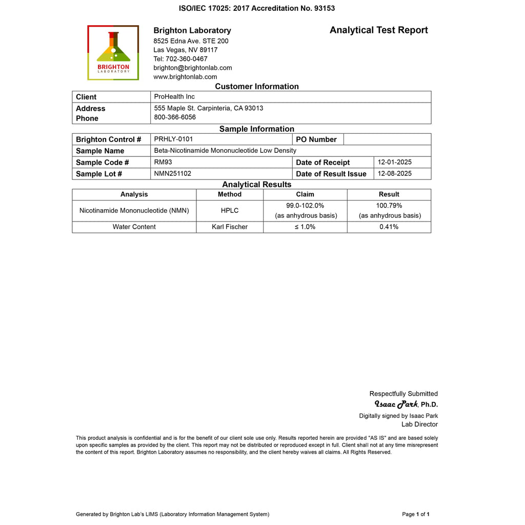 ProHealth NMN Pro Powder Clinically Studied Uthever® NMN. NAD+