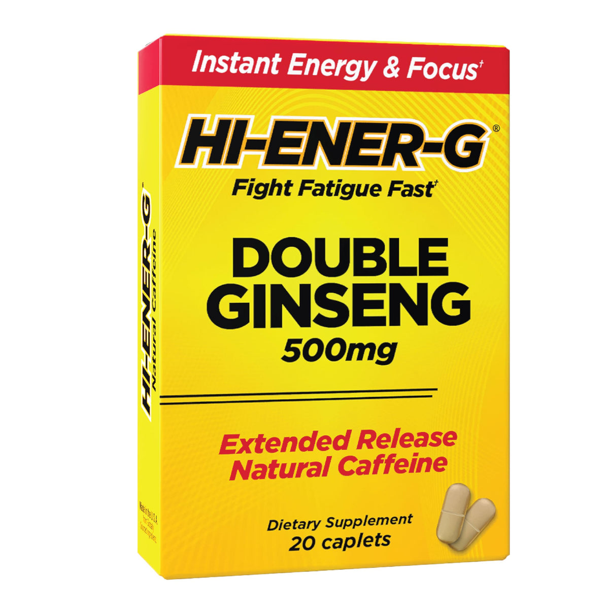 Hi-Ener-G Triple Ginseng Energy Supplement 500 mg - 20 Caplets