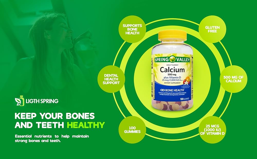 LightSpring Calcium Plus Vitamin D Adult Gummies 500mg - 100 Count - image 8