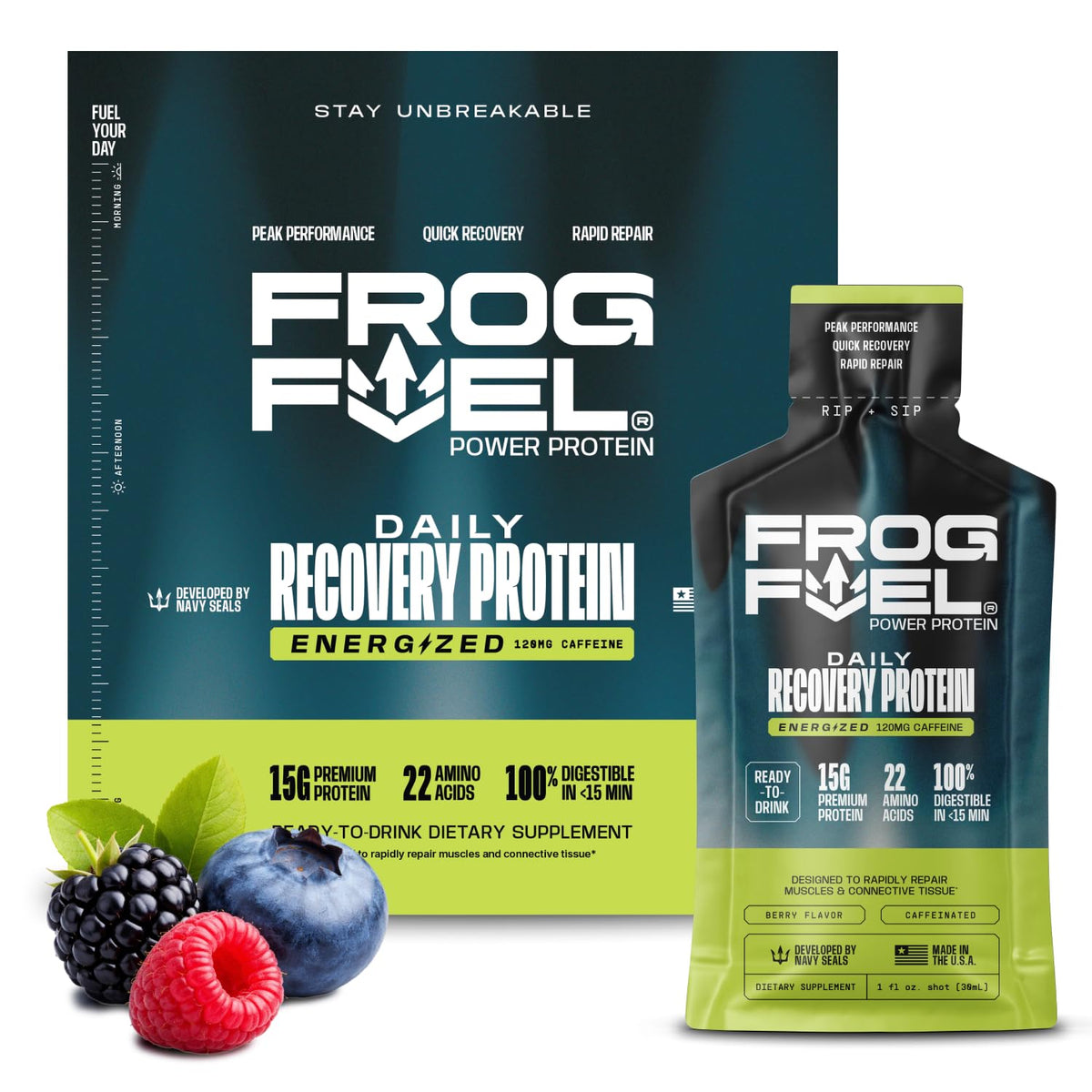 Frog Fuel Power Energized Protein Shot 120mg Caffeine - 24 Pack