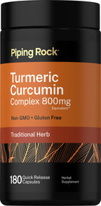 Piping Rock Turmeric Curcumin Supplement - 180 Capsules