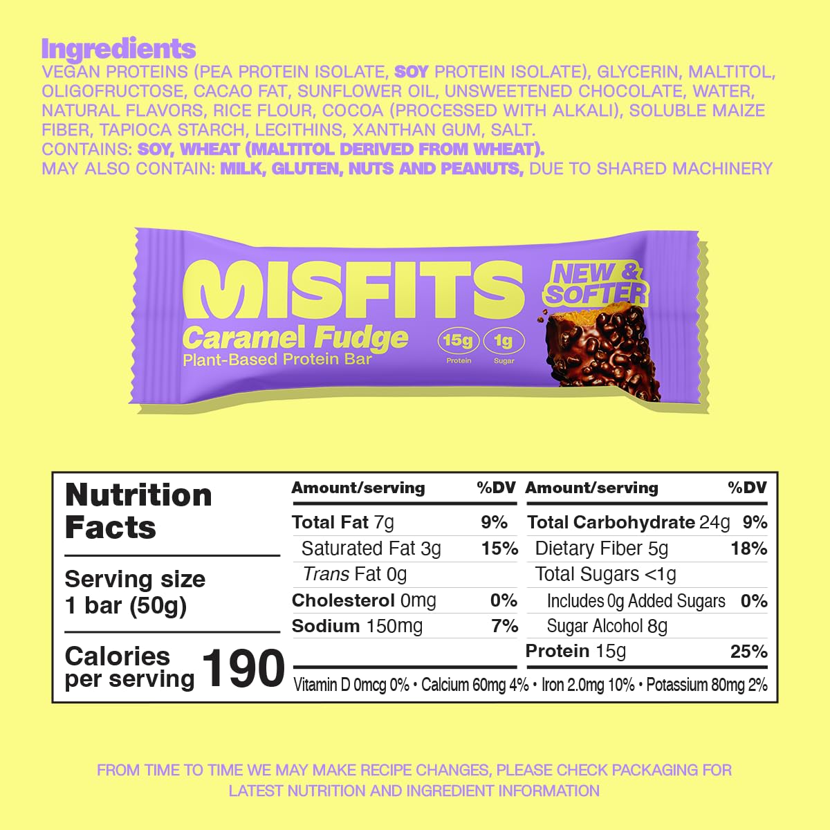 Misfits Vegan Protein Bars Caramel Fudge - 15 Count - image 5