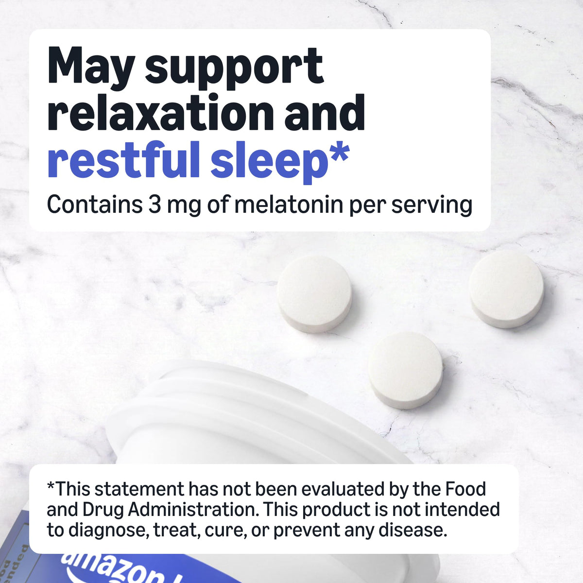 Amazon Basics Melatonin 3mg Sleep Support - 260 Tablets - image 3