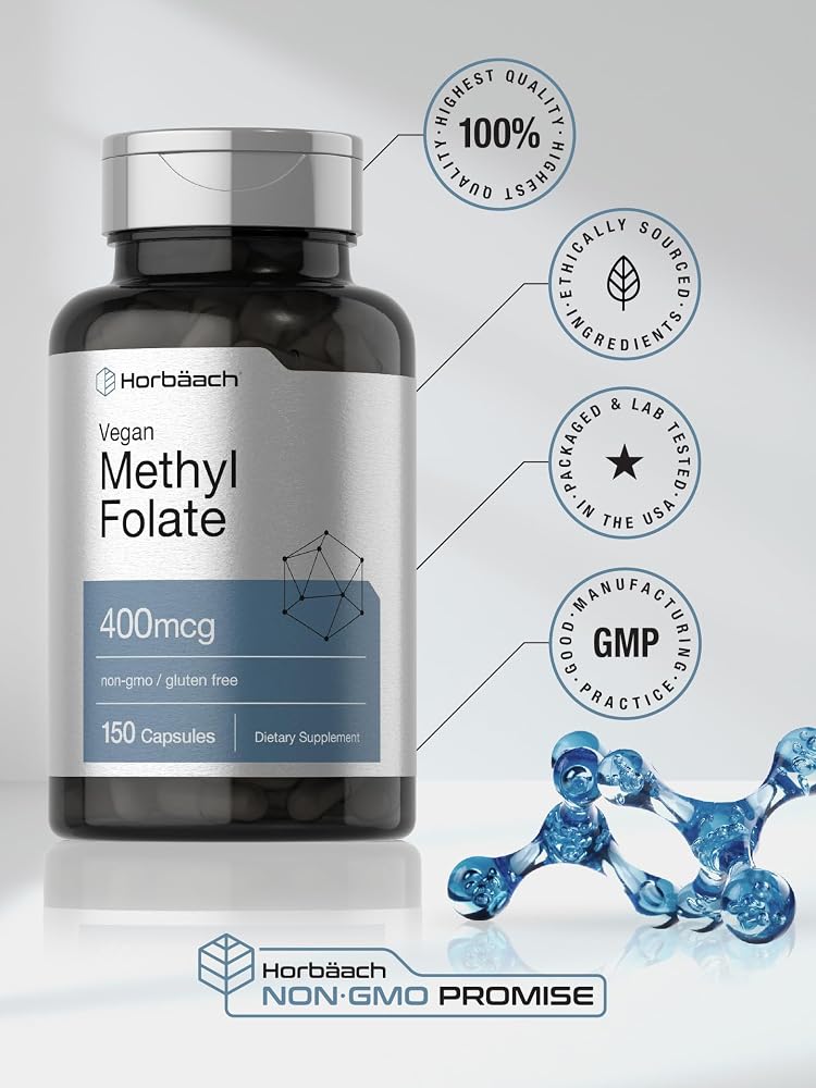 Horbäach Methyl Folate 400 mcg - 150 Vegetarian Capsules - image 6