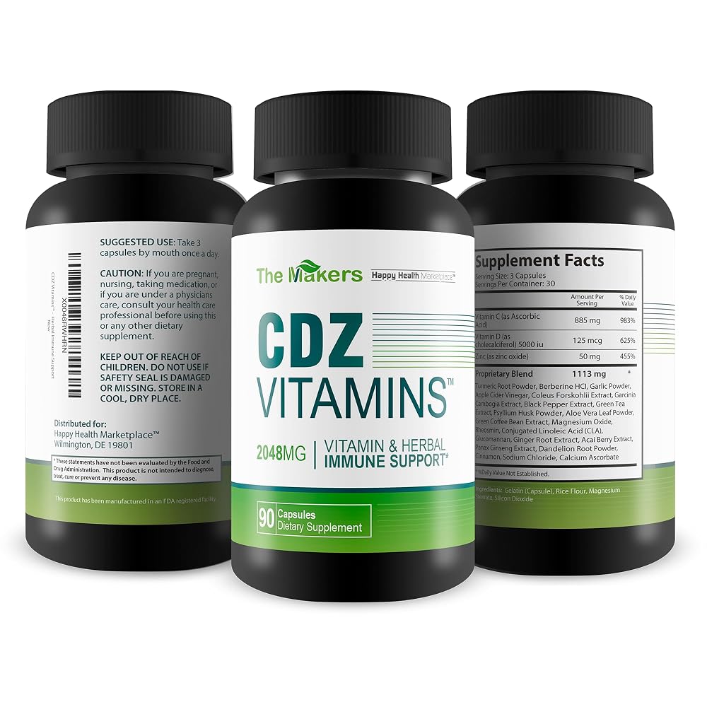 Happy Health Marketplace CDZ Vitamins Immune Support - 90 Capsules - image 4