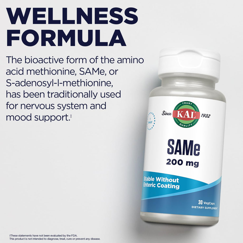 KAL SAMe 200mg Nervous System Support - 30 Vegetarian Capsules - image 5