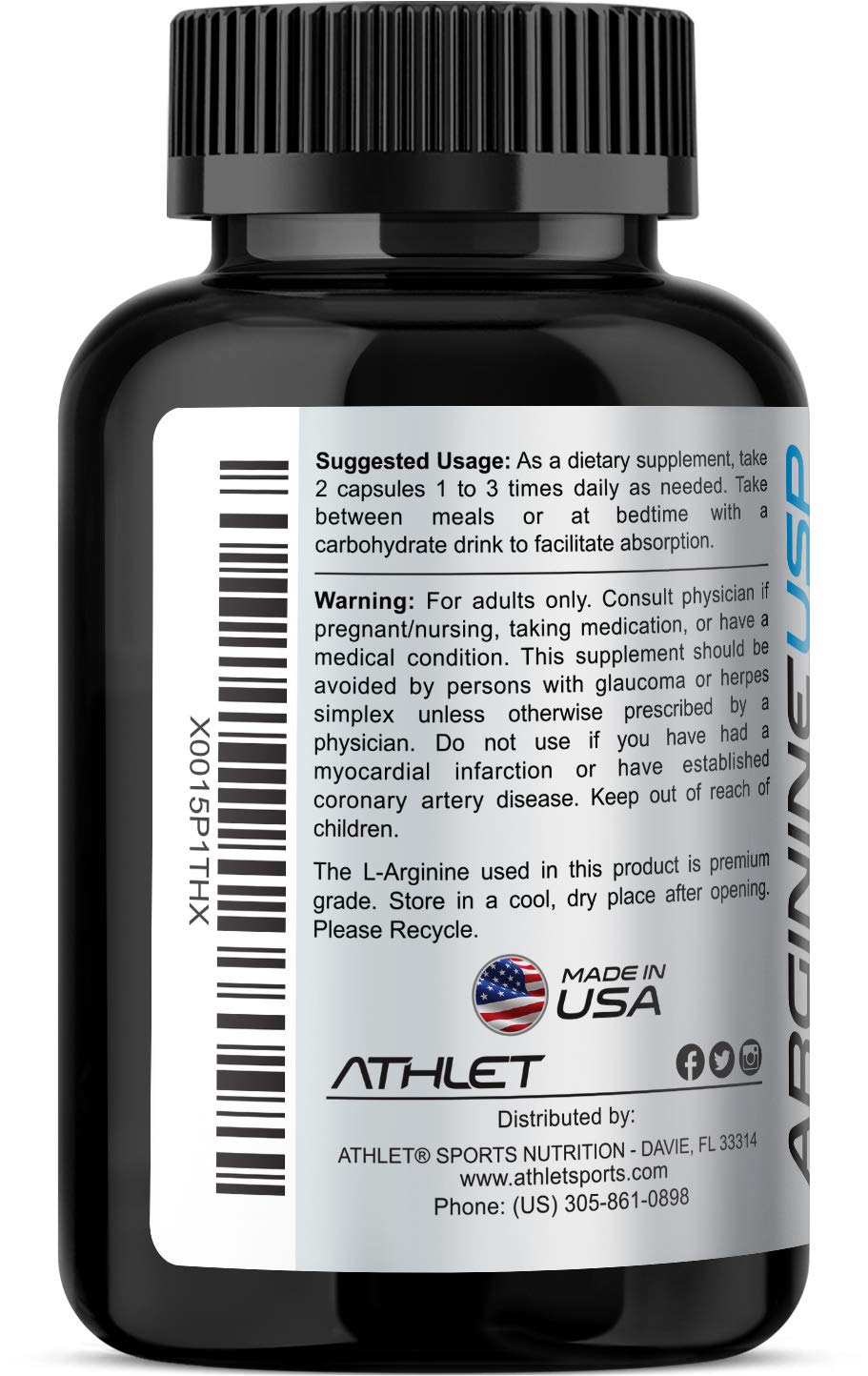 Athlet L-Arginine 1000 mg - 240 Capsules - image 2