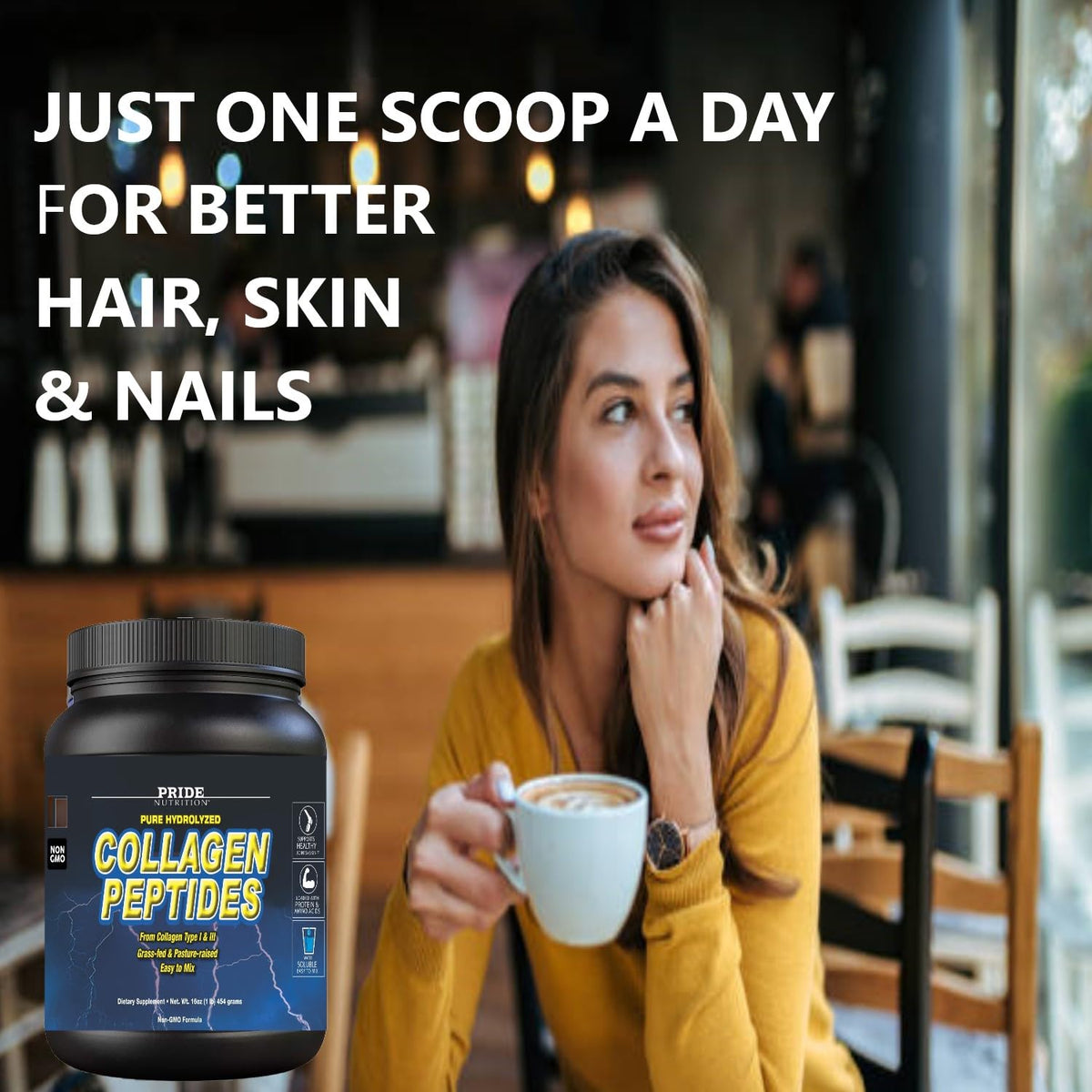 Pride Nutrition Collagen Peptides Powder for Hair, Skin & Nails - 16oz - image 3