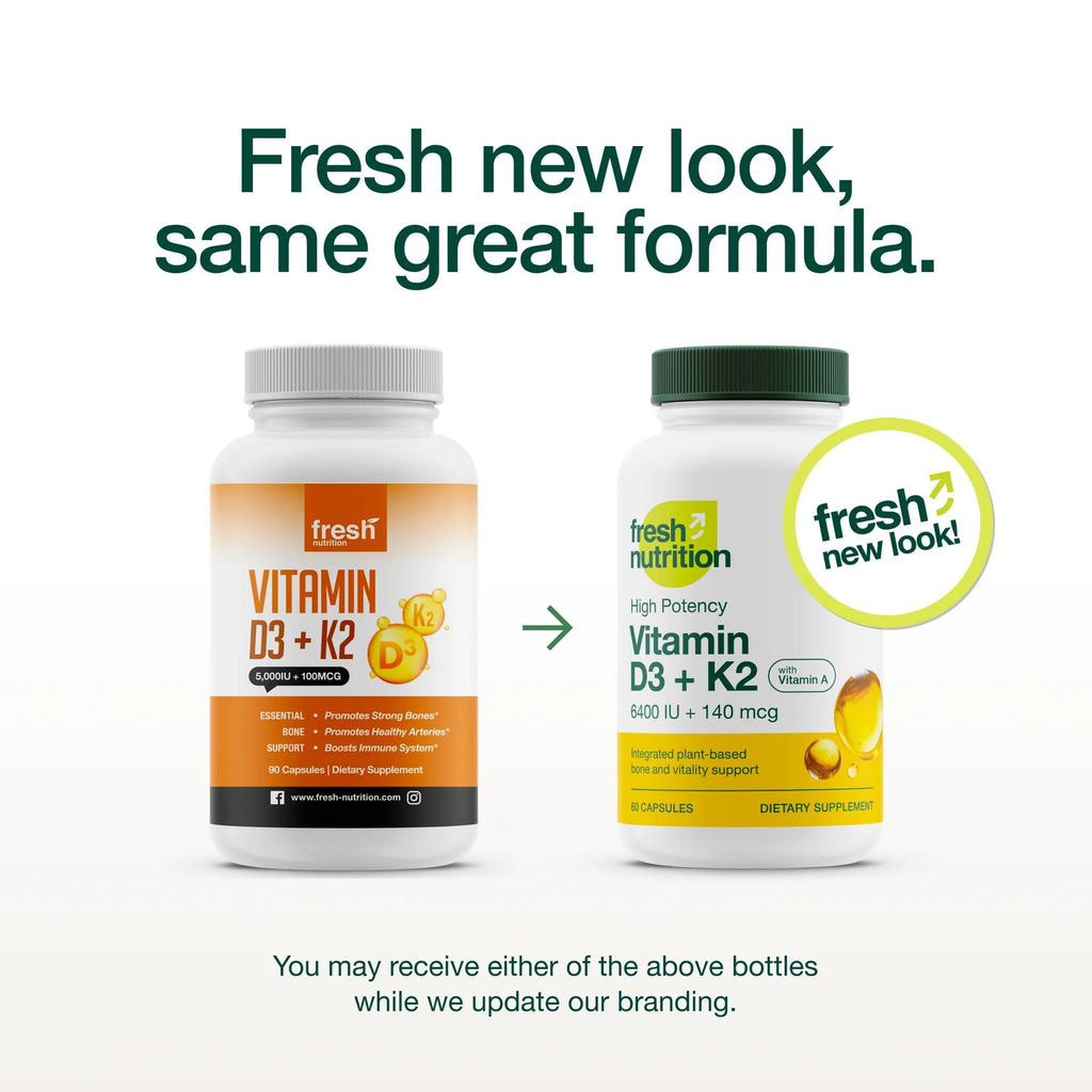 Fresh Nutrition Vegan Vitamin D3 + K2 6400 IU - 90 Capsules - image 2