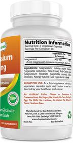 Best Naturals Magnesium 425 mg 180 Veggie Capsules - High Absorption