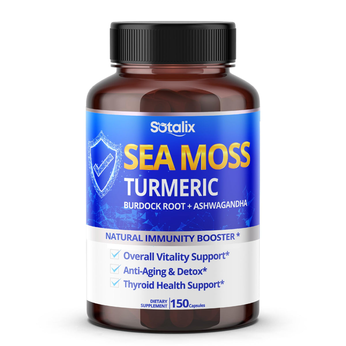 Sotalix Sea Moss Complex 8-in-1 with Turmeric & Ashwagandha - 150 Capsules