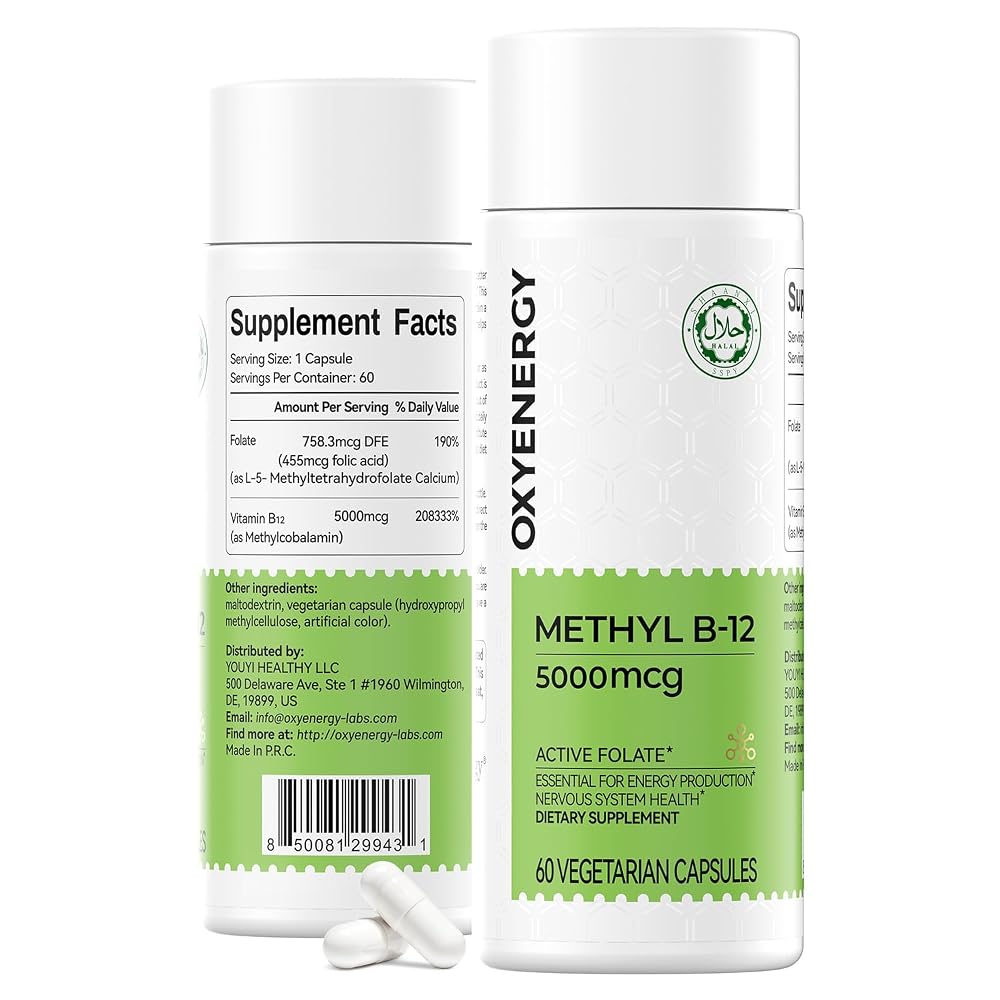 OxyEnergy Methyl Vitamin B12 5000mcg - 60 Capsules - image 5