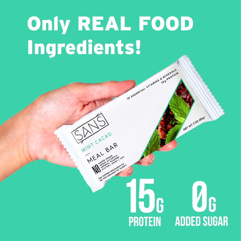 SANS Meal Replacement Protein Bars, Clean Energy Bars,12 Bars