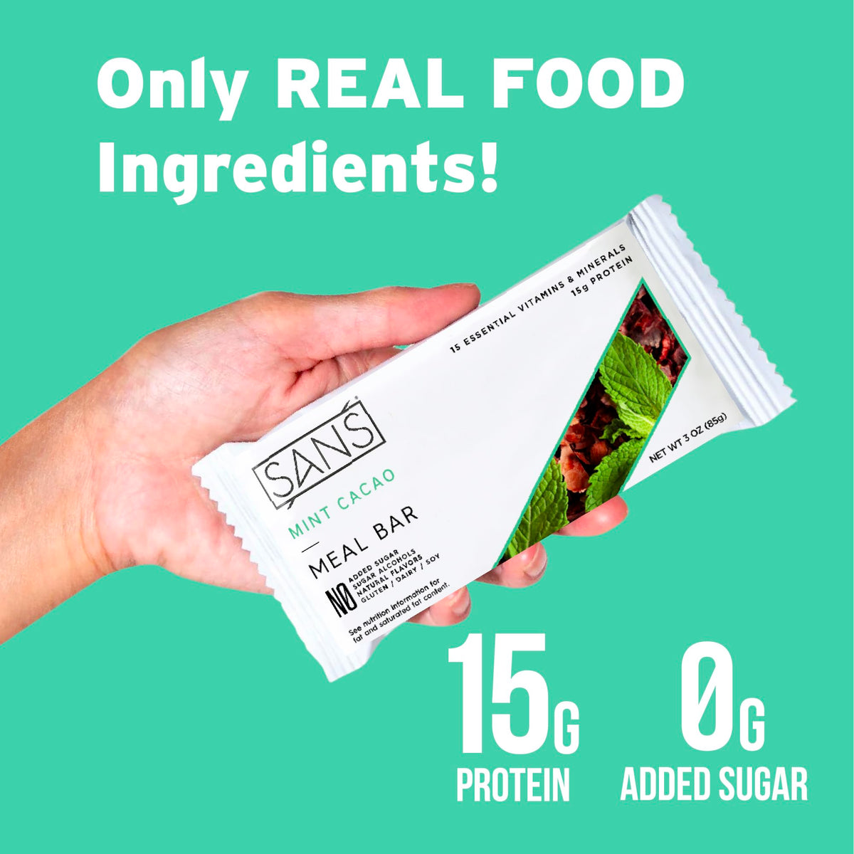 SANS Meal Replacement Protein Bars, Clean Energy Bars,12 Bars