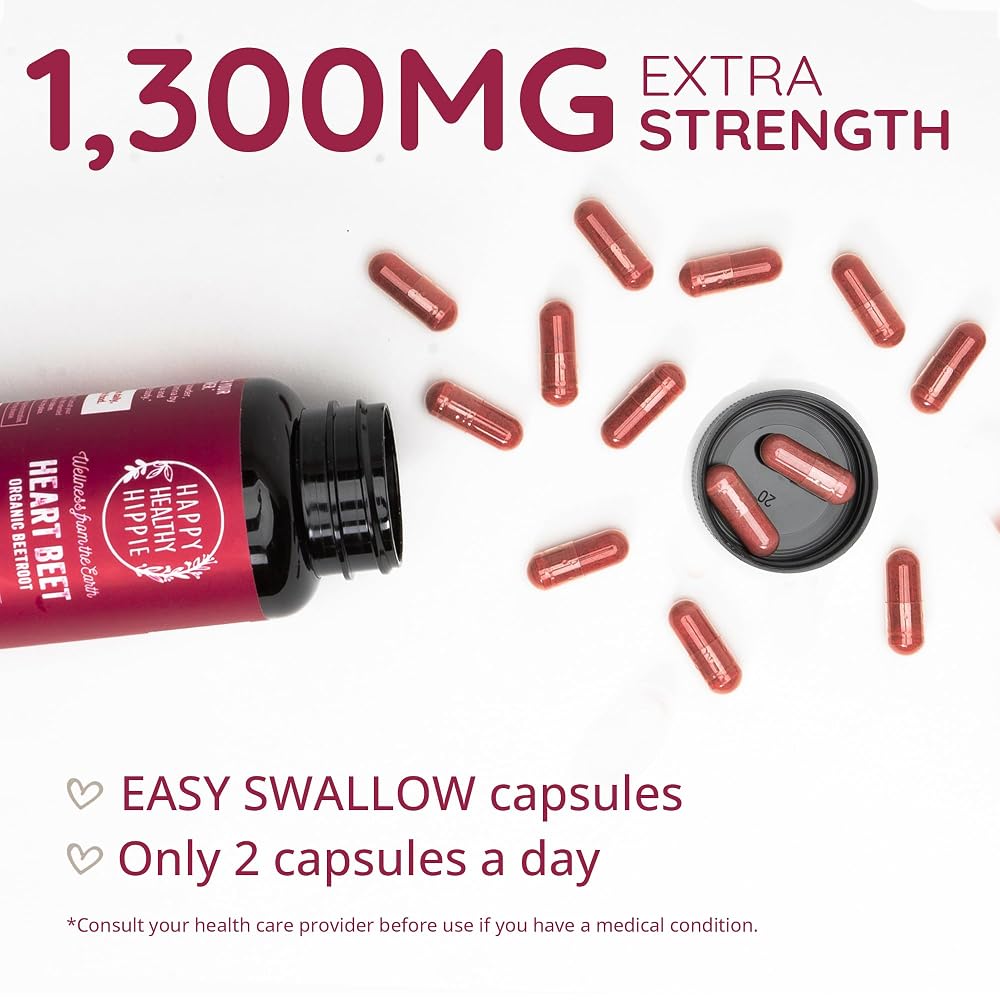 Happy Healthy Hippie Organic Beet Root Capsules 1,300 mg - 60 Count - image 4