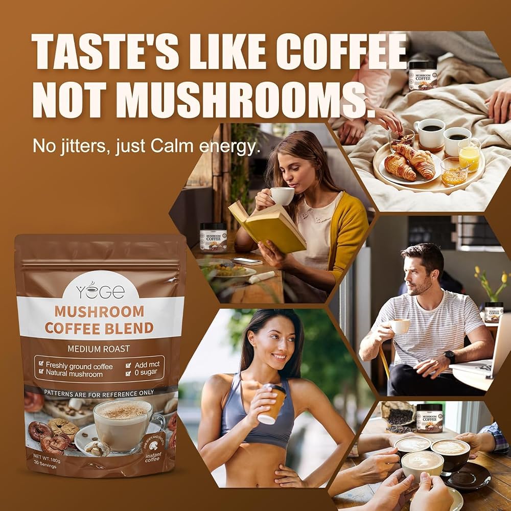 YEGE Mushroom Coffee 6 Adaptogenic Mushrooms for Focus - 30 Servings - image 9