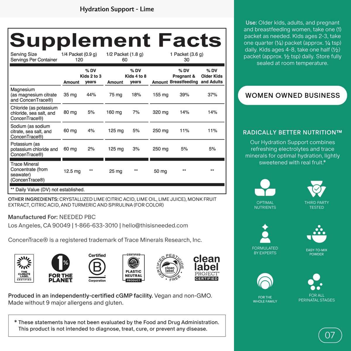 Needed. Hydration Support with Electrolytes & Trace Minerals