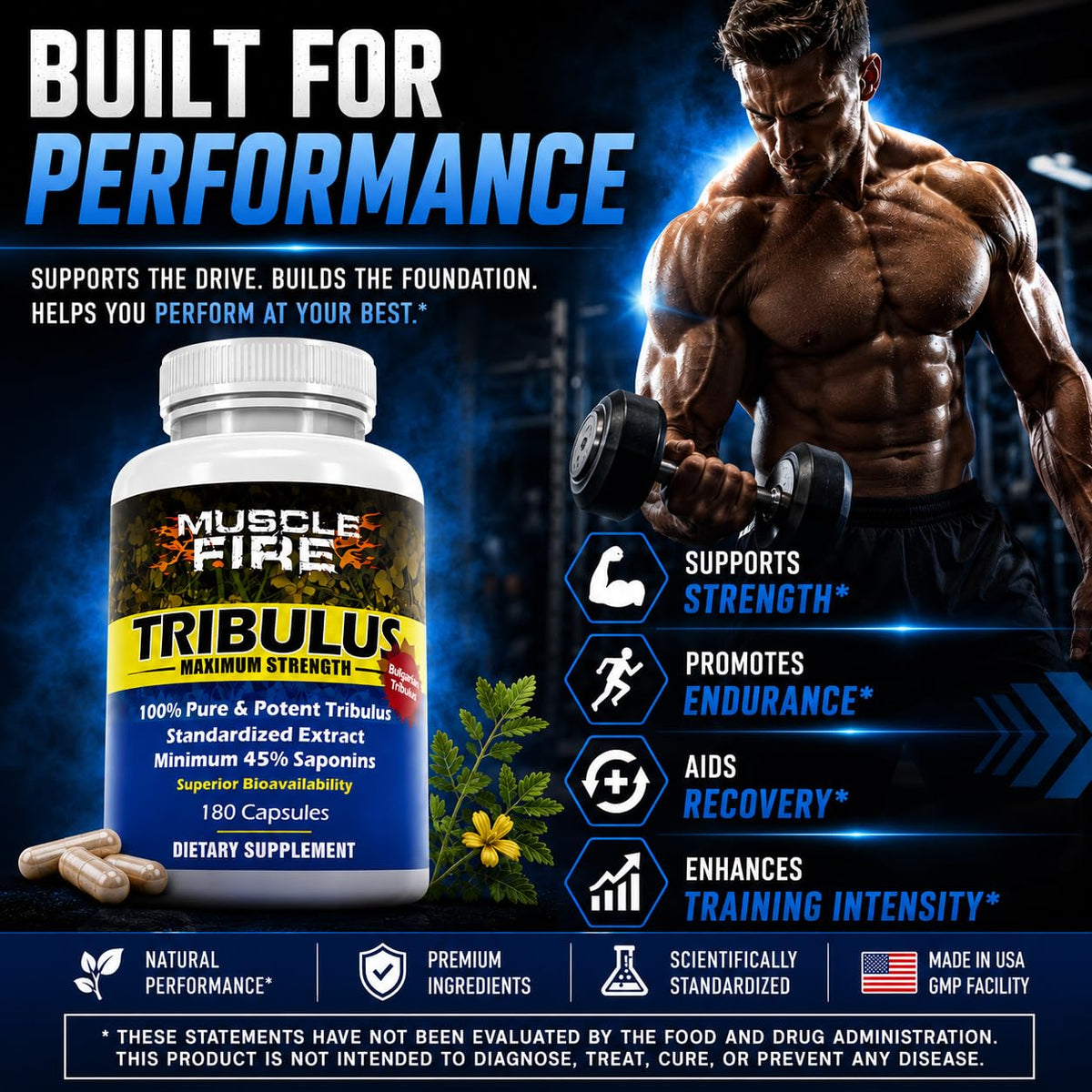 Herbal Nutrition Tribulus Terrestris 1500mg Men's Vitality - 180 Capsules - image 5