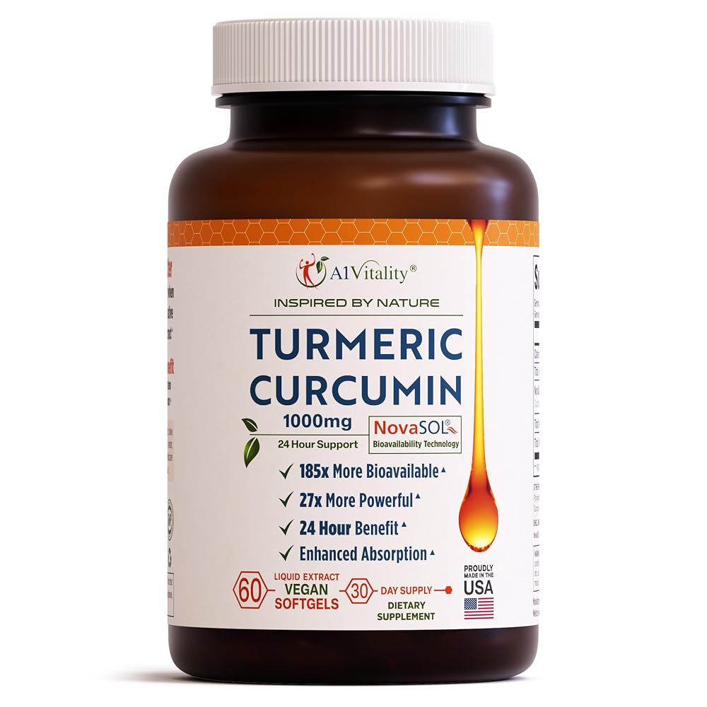 A1Vitality Vegan Turmeric Curcumin NovaSOL 1000mg - 60 Softgels