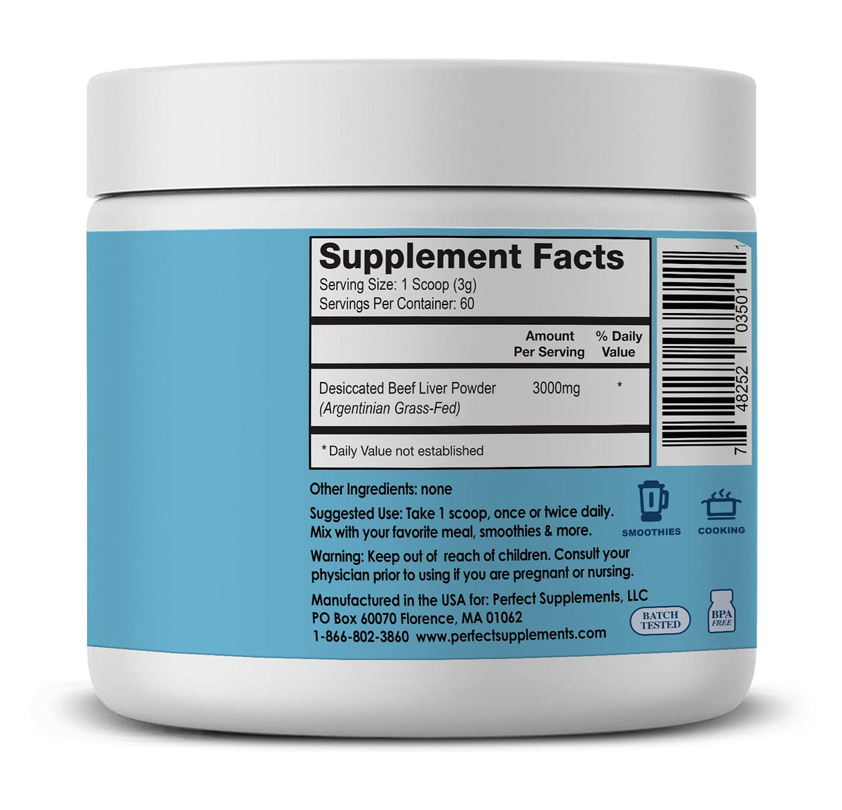 Perfect Supplements Desiccated Liver Powder - 180 Grams - image 2