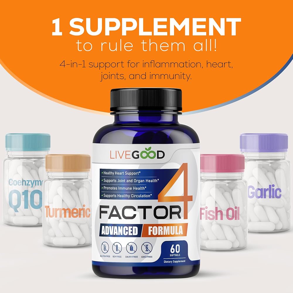 LIVEGOOD Factor 4 Omega 3 Fish Oil with CoQ10 - 60 Softgels - image 2