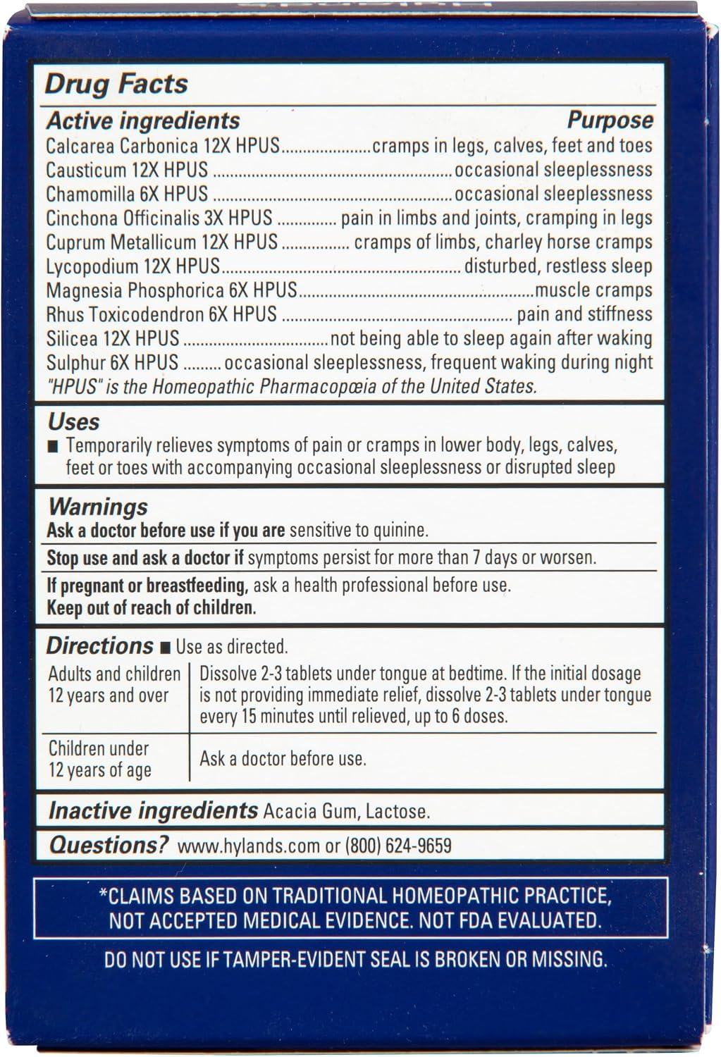 Hyland's Leg Cramps PM Tablets for Nighttime Relief - 50 Count - image 2