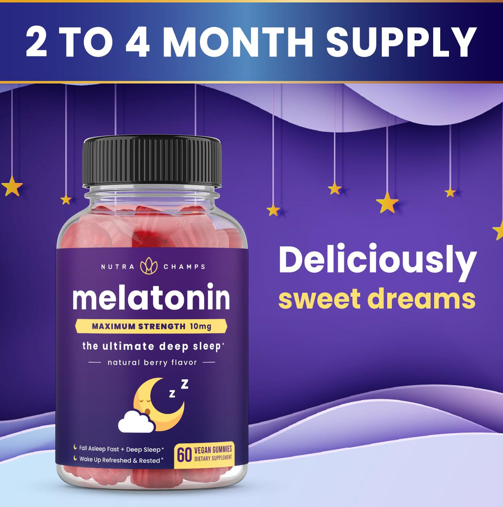 NutraChamps Melatonin Gummies for Adults Extra Strength