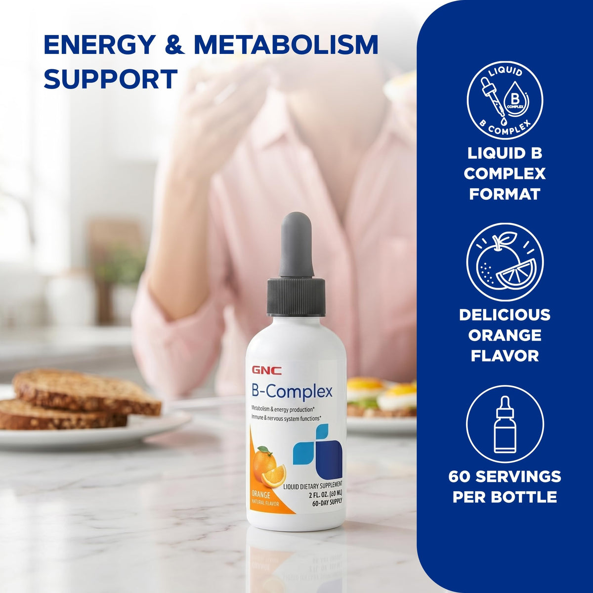 GNC B-Complex Liquid Orange Energy Support - 2 fl oz - image 3