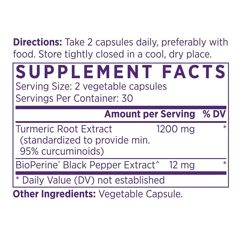 NAOMI Turmeric Curcumin 1200mg High Potency - 60 Capsules - image 2