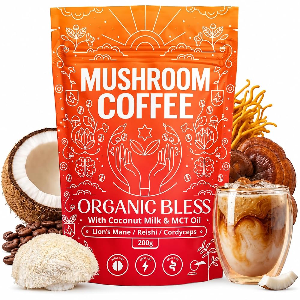 Organic Bless Mushroom Coffee Instant Powder - 30 Servings