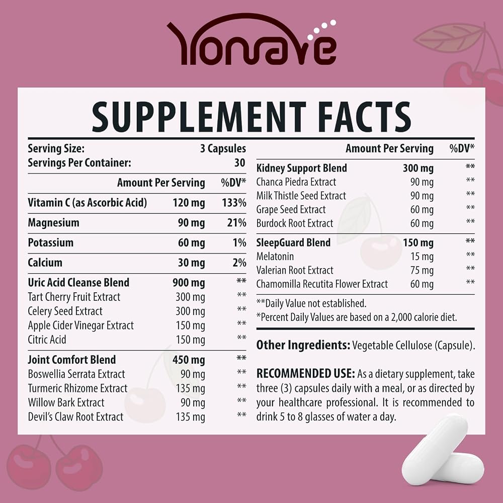 Yonrave Uric Acid Cleanse & Detox with Tart Cherry