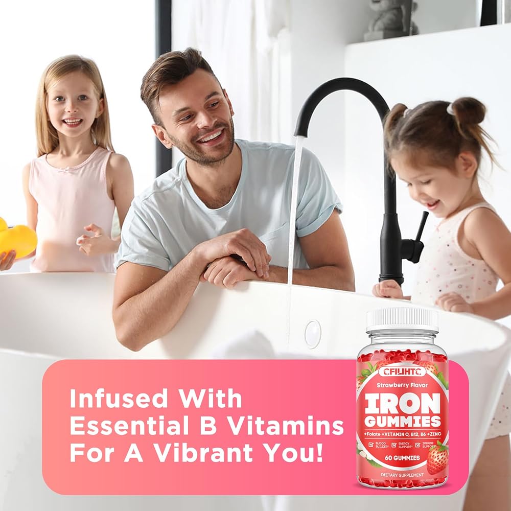 CFILIHTC Iron Gummies for Women & Men - Iron Supplement with Vitamin