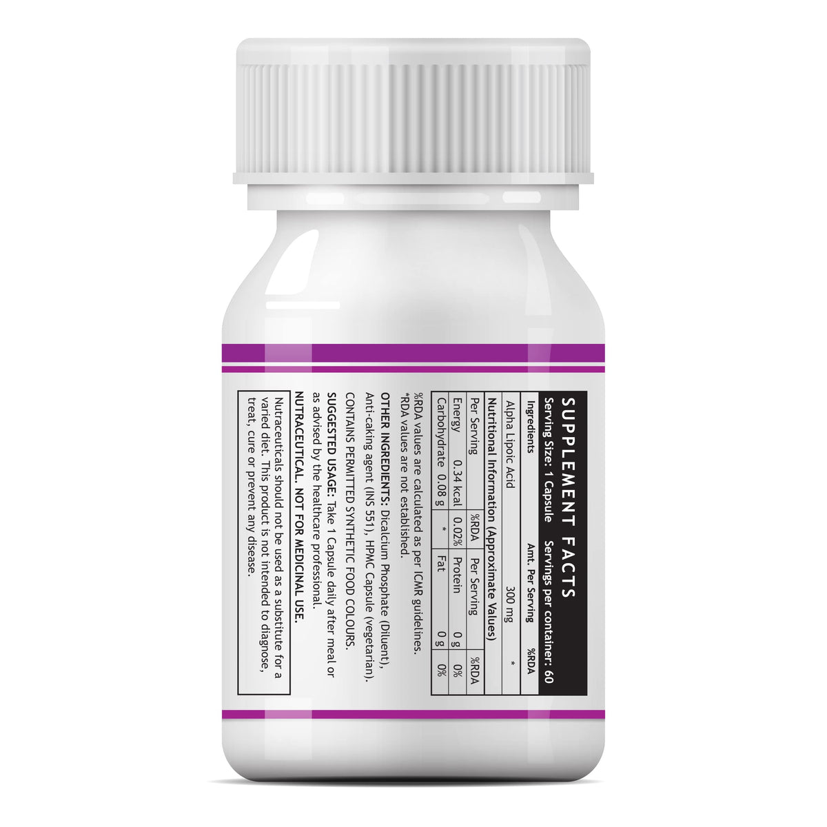INLIFE Alpha Lipoic Acid ALA Antioxidant 300 mg - 60 Vegetarian Capsules - image 3