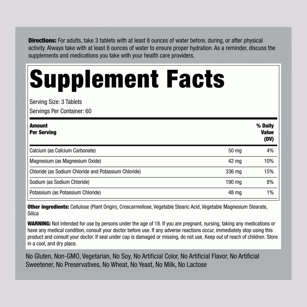 Piping Rock Electrolyte Capsules - 180 Tablets - image 2