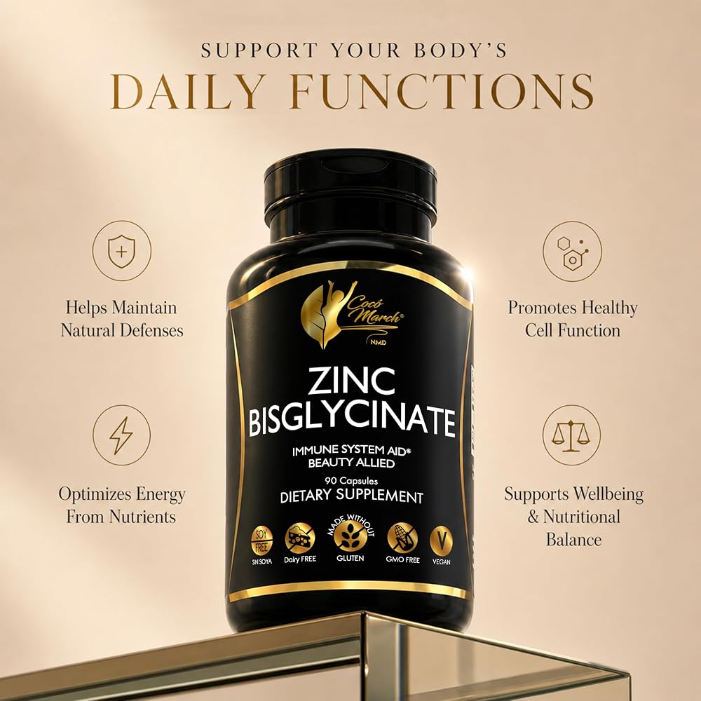 Cocó March N.M.D Zinc Bisglycinate 25mg Immune Support - 90 Capsules - image 3