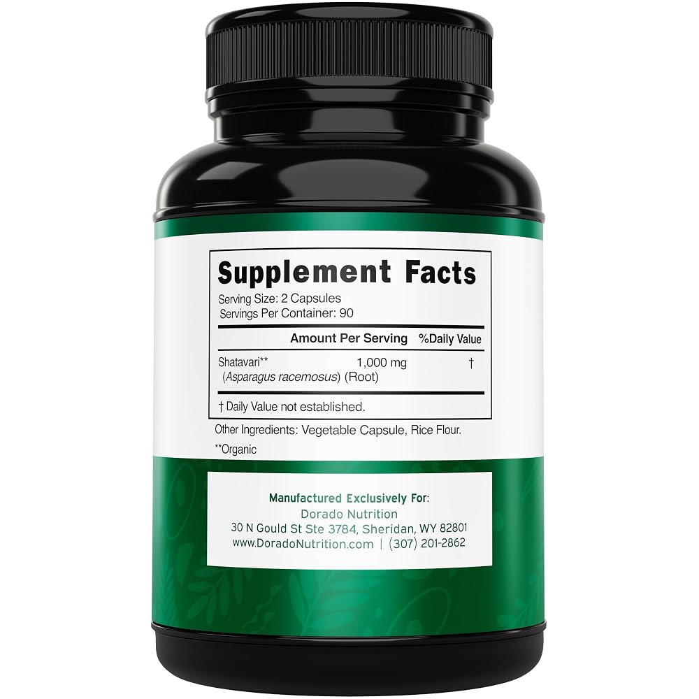 Dorado Nutrition Organic Shatavari Capsules 1000mg - 180 Capsules - image 2