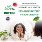 Lifeable Sugar Free Biotin Gummies 5000mcg Hair, Skin & Nails - 90 Count - image 3