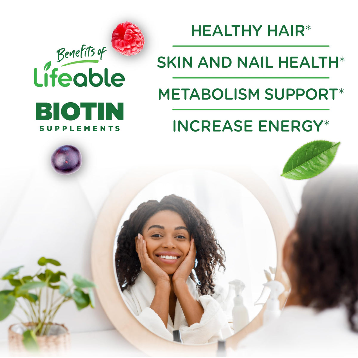 Lifeable Sugar Free Biotin Gummies 5000mcg Hair, Skin & Nails - 90 Count - image 3