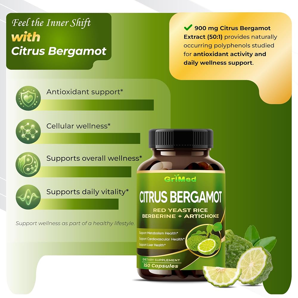 GriMed Citrus Bergamot 1,425 mg Complex with Red Yeast Rice - 150 Capsules - image 3