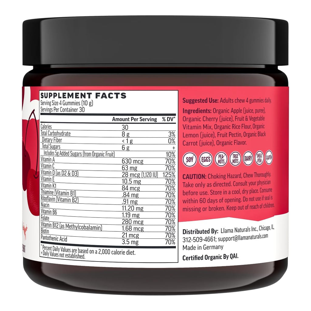 Llama Naturals Real Fruit Gummy Vitamins for Adults