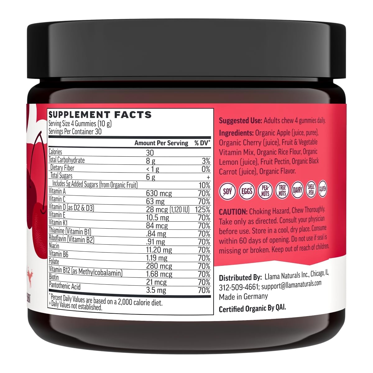 Llama Naturals Real Fruit Gummy Vitamins for Adults
