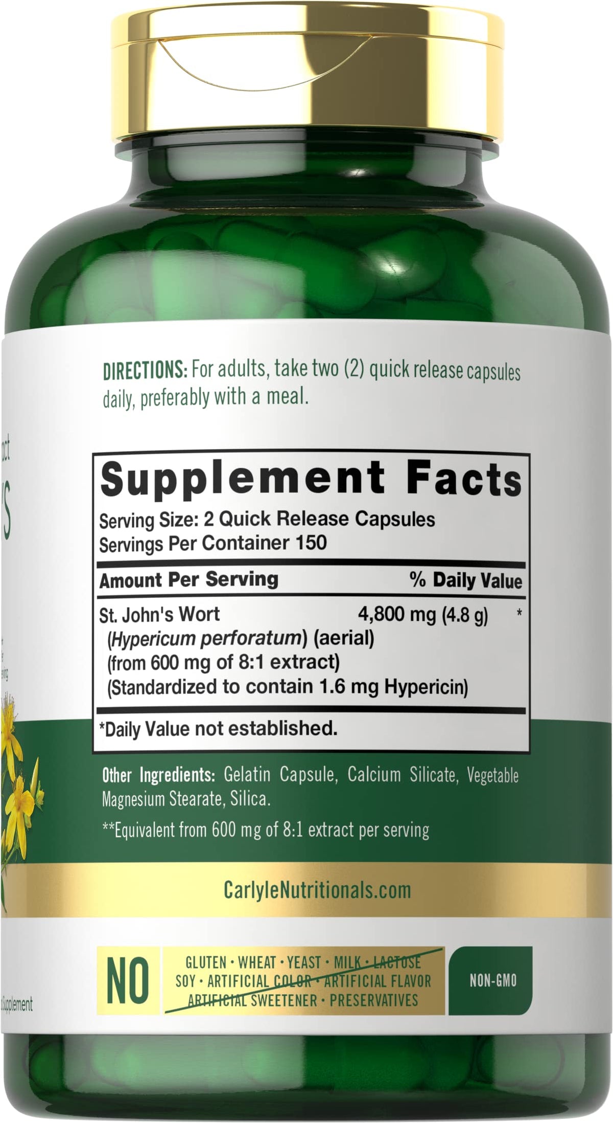Carlyle St. John's Wort Standardized Extract - 300 Capsules - image 2