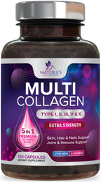 Nature's Nutrition Multi Collagen Complex Pills - Hydrolyzed Collagen