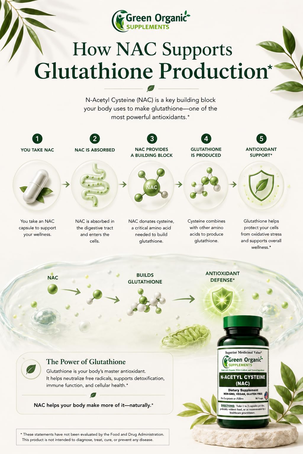 Green Organic Supplements NAC 700mg - 90 Vegan Capsules - image 6