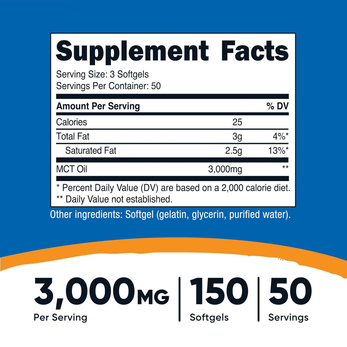 Nutricost MCT Oil Softgels 1000mg Per Each