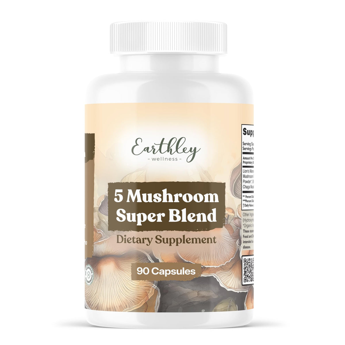 Earthley Wellness 5-Mushroom Super Blend - 90 Capsules