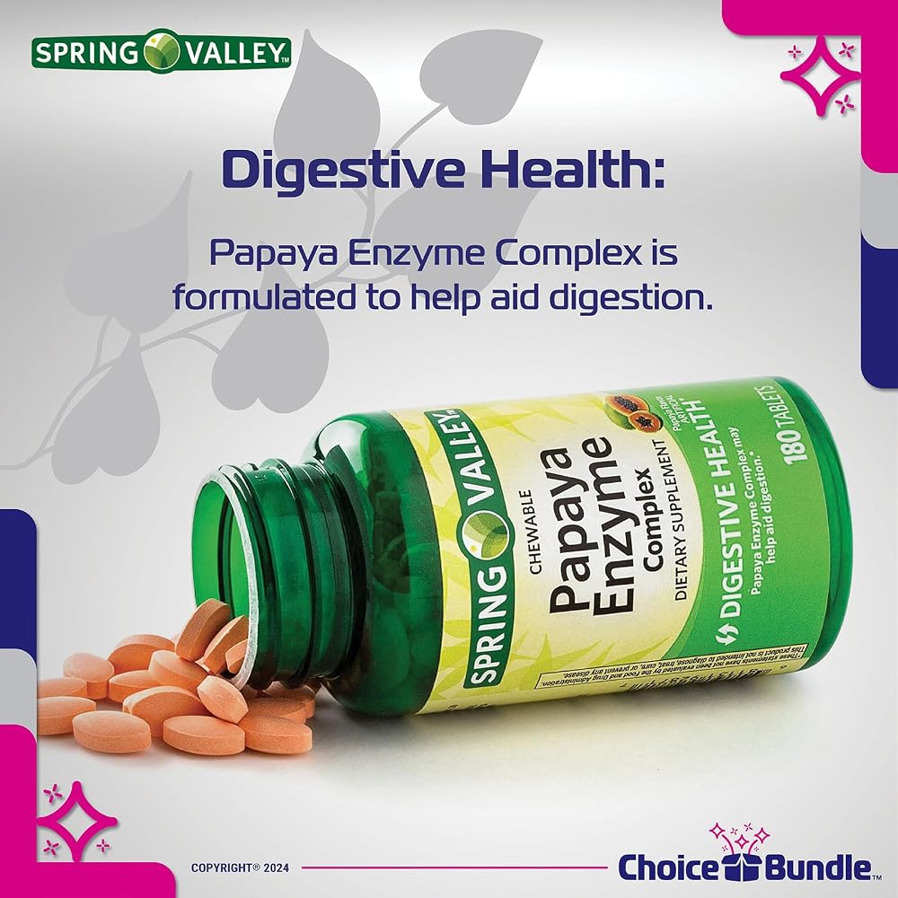 Choice Bundle Spring Valley Papaya Enzyme Complex Chewable Tablets - 360 Count - image 4