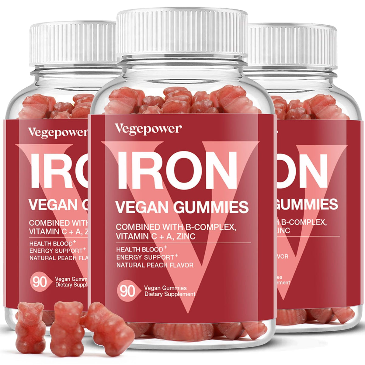 VEGEPOWER Vegan Iron Supplement Gummies - with Vitamin C