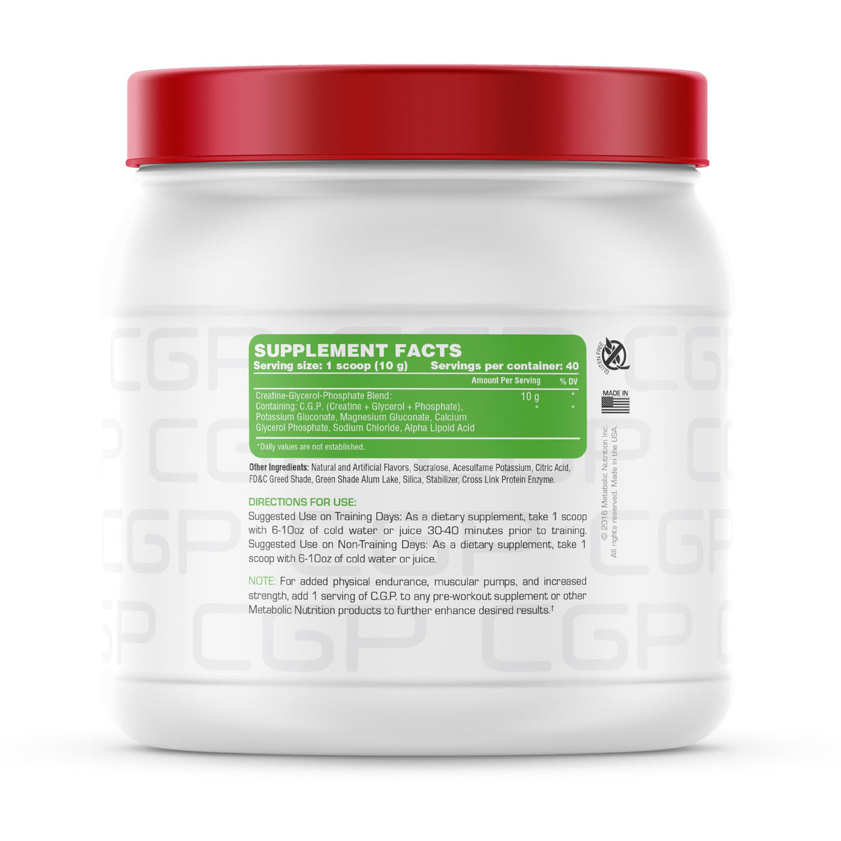 Metabolic Nutrition, CGP, Creatine Glycerol Phosphate, 100%