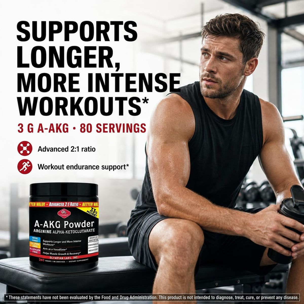 Olympian Labs PSN A-AKG Powder for Energy & Sports Performance - 80 Servings - image 3